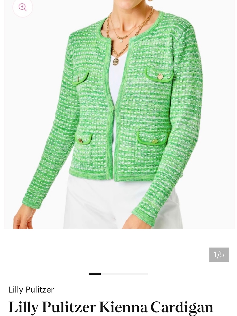 Lilly Pulitzer Kienna Sweater jacket in Gecko Green Bouclé